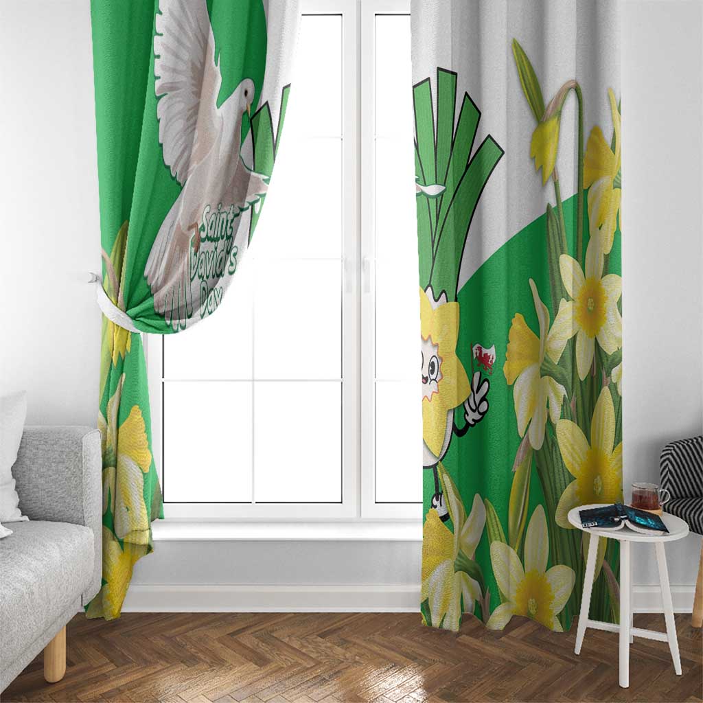 Wales Saint David's Day Window Curtain Welsh Funny Leek Daffodil