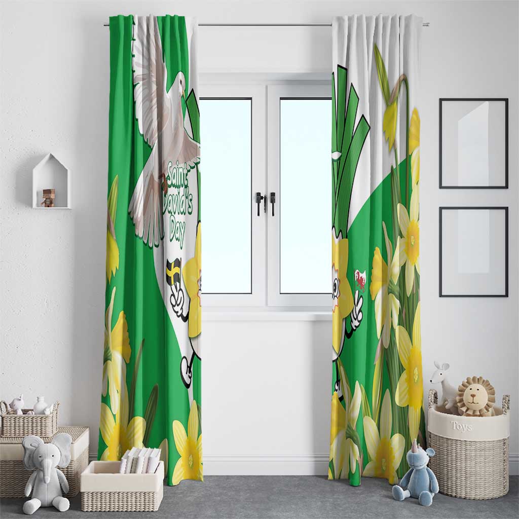 Wales Saint David's Day Window Curtain Welsh Funny Leek Daffodil