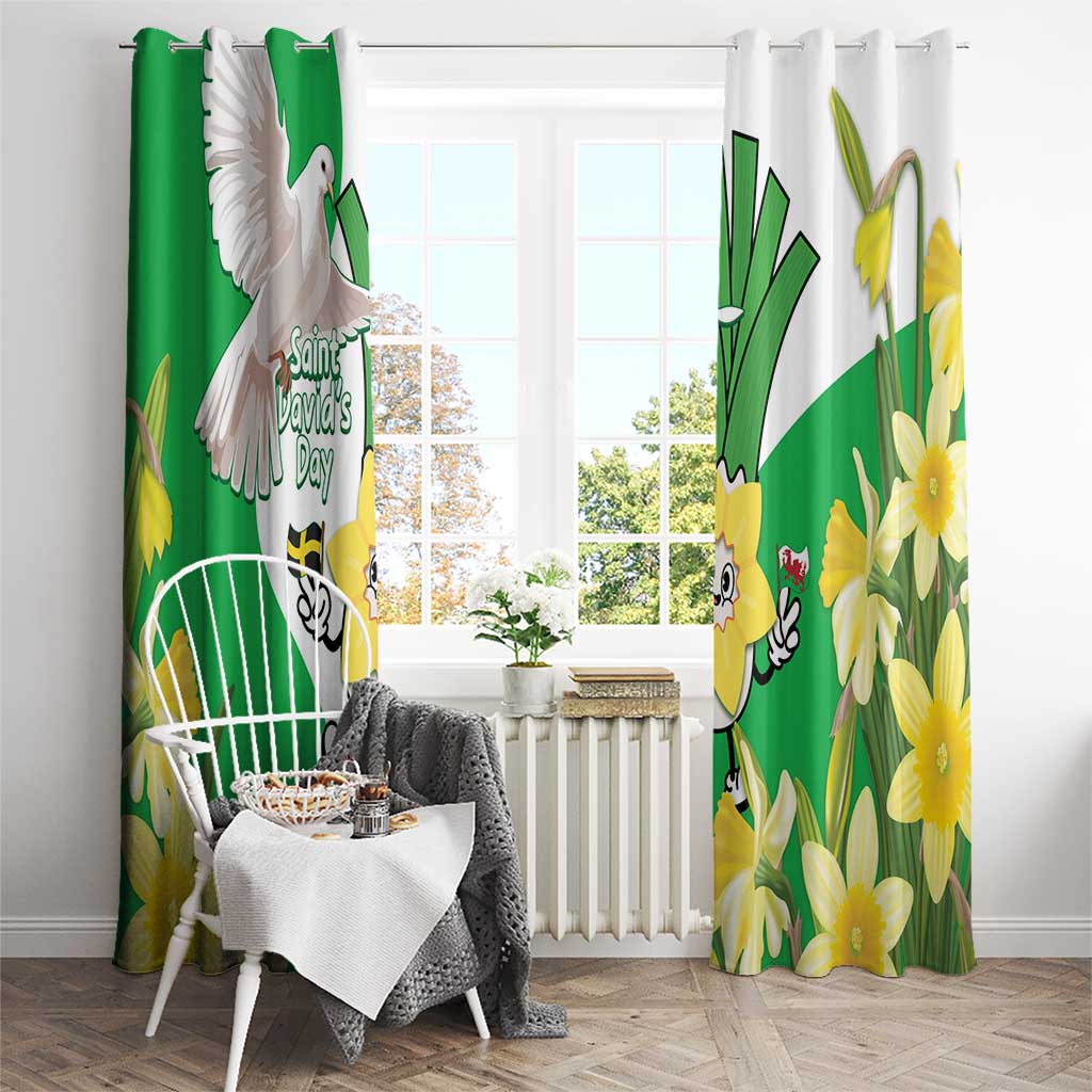 Wales Saint David's Day Window Curtain Welsh Funny Leek Daffodil