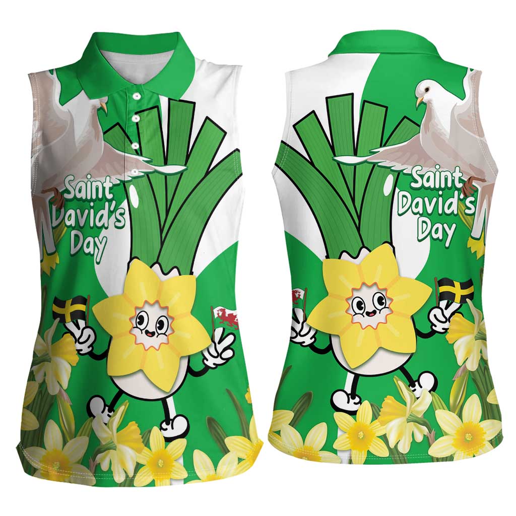 Wales Saint David's Day Women Sleeveless Polo Shirt Welsh Funny Leek Daffodil