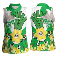 Wales Saint David's Day Women Sleeveless Polo Shirt Welsh Funny Leek Daffodil