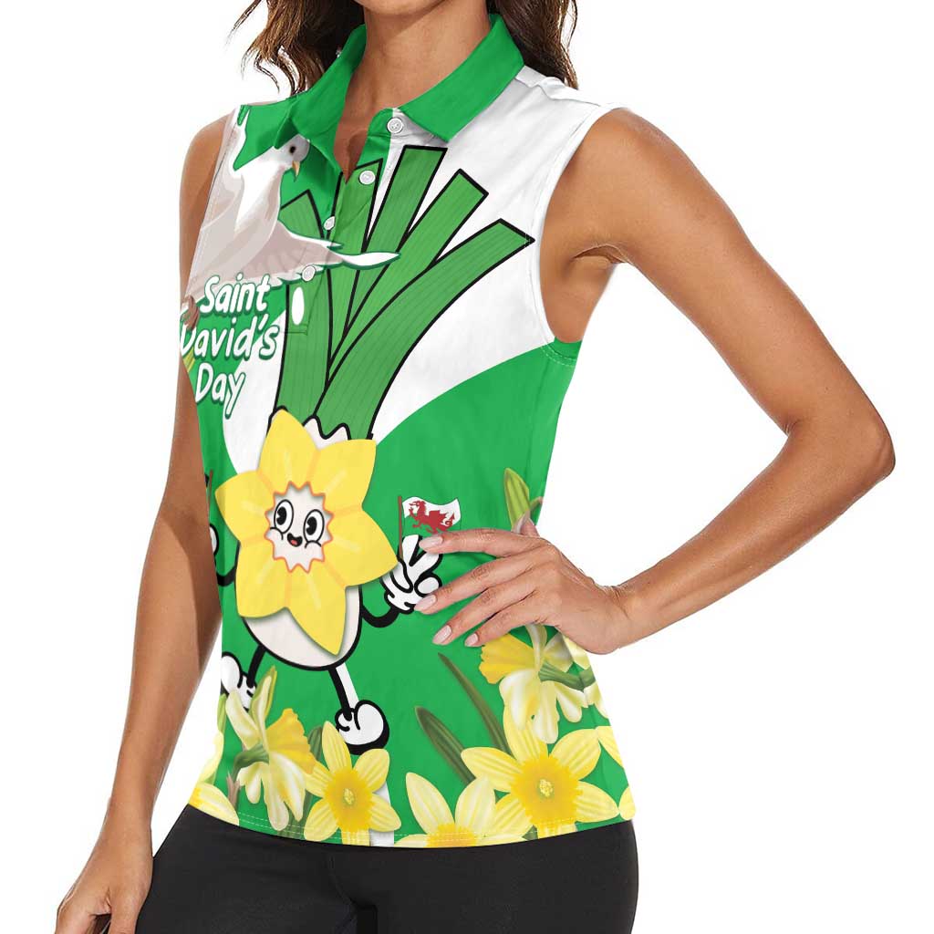 Wales Saint David's Day Women Sleeveless Polo Shirt Welsh Funny Leek Daffodil
