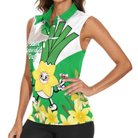 Wales Saint David's Day Women Sleeveless Polo Shirt Welsh Funny Leek Daffodil