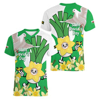 Wales Saint David's Day Women V-Neck T-Shirt Welsh Funny Leek Daffodil