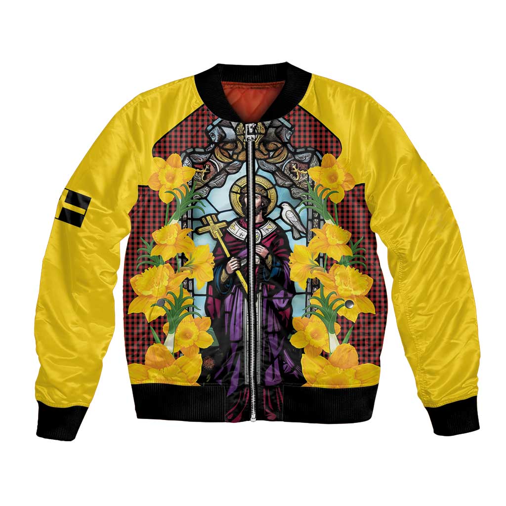 Welsh Dewi Sant Bomber Jacket Saint David With Daffodil