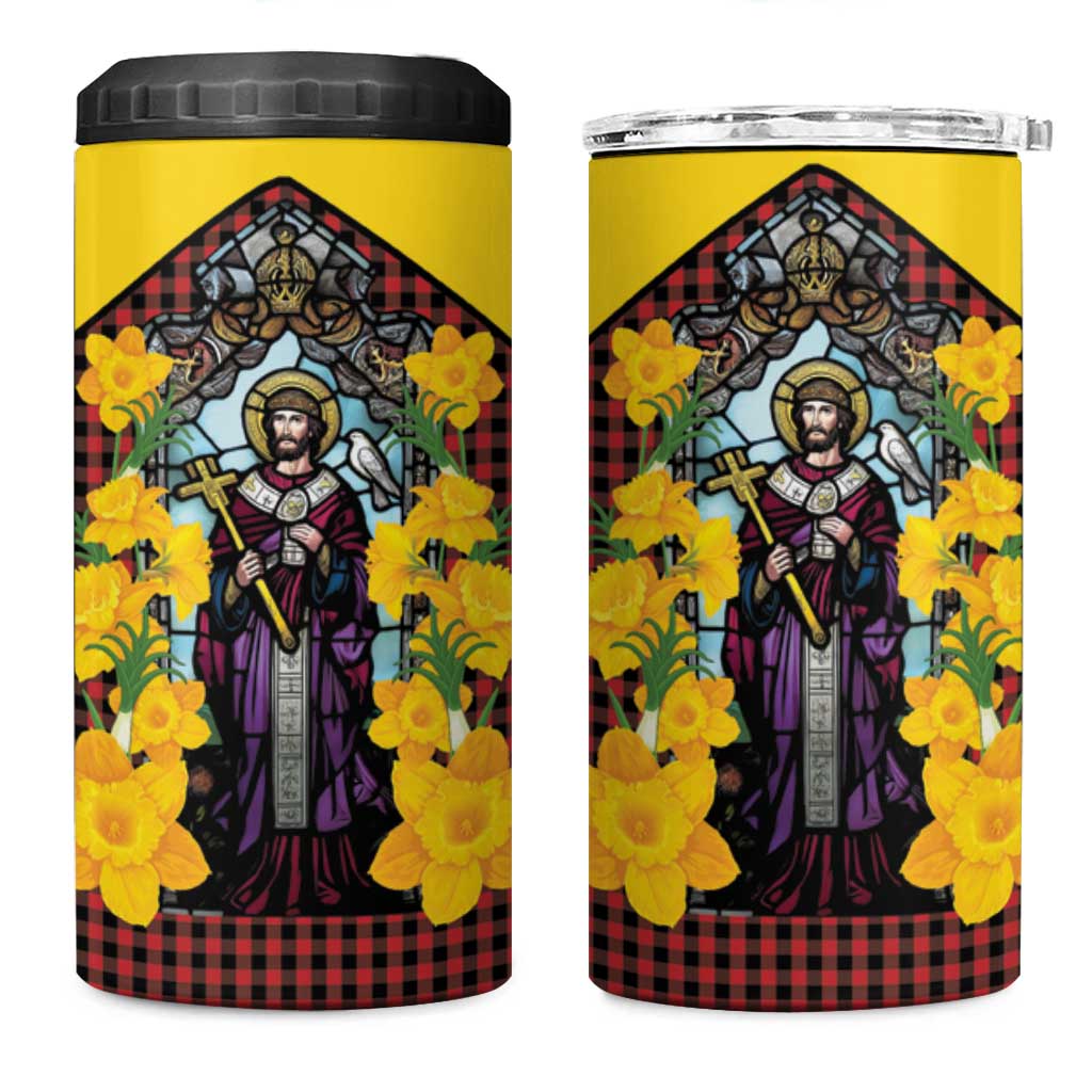 Welsh Dewi Sant 4 in 1 Can Cooler Tumbler Saint David With Daffodil