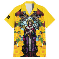 Welsh Dewi Sant Family Matching Off The Shoulder Long Sleeve Dress and Hawaiian Shirt Saint David With Daffodil
