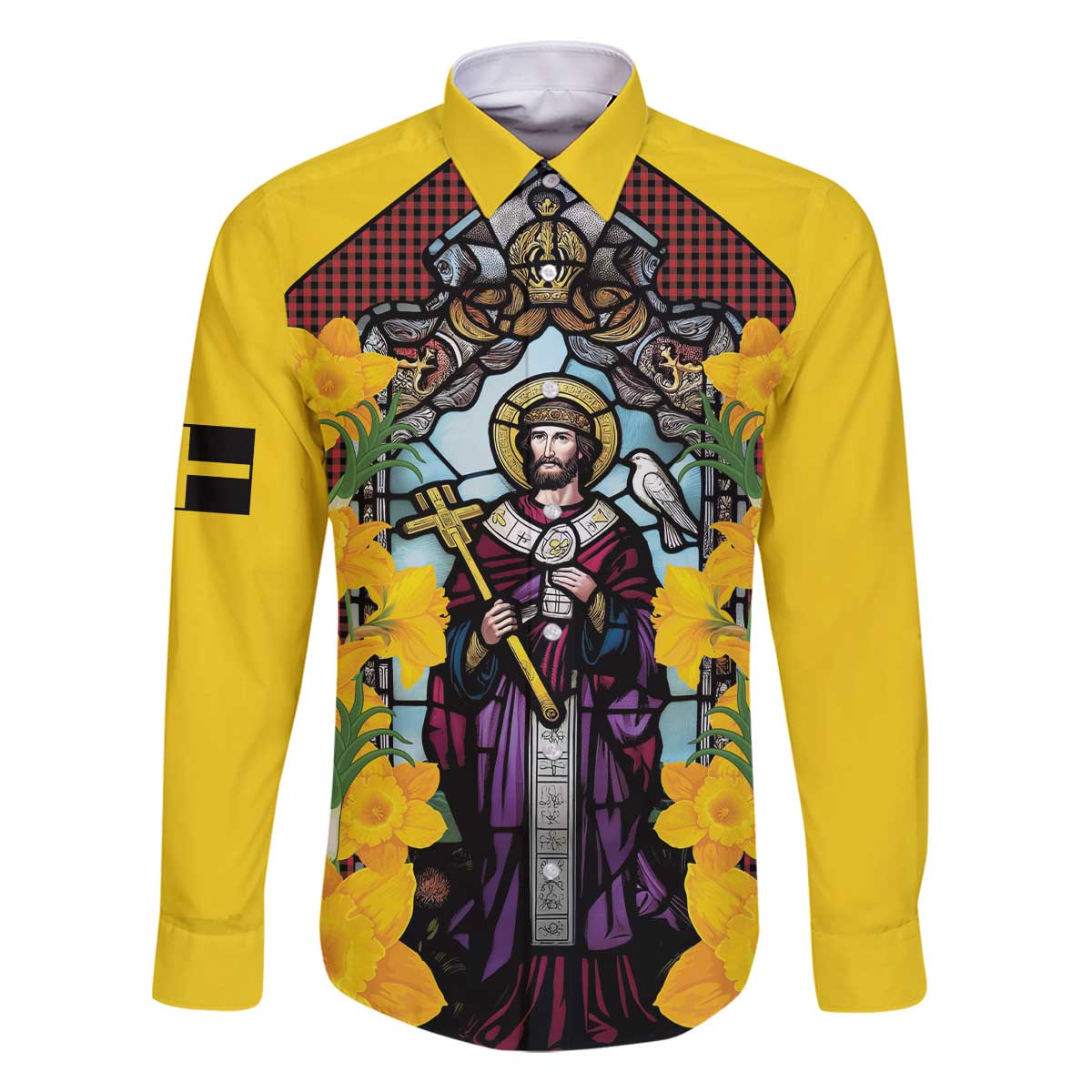 Welsh Dewi Sant Family Matching Off The Shoulder Long Sleeve Dress and Hawaiian Shirt Saint David With Daffodil