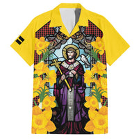Welsh Dewi Sant Family Matching Off Shoulder Maxi Dress and Hawaiian Shirt Saint David With Daffodil