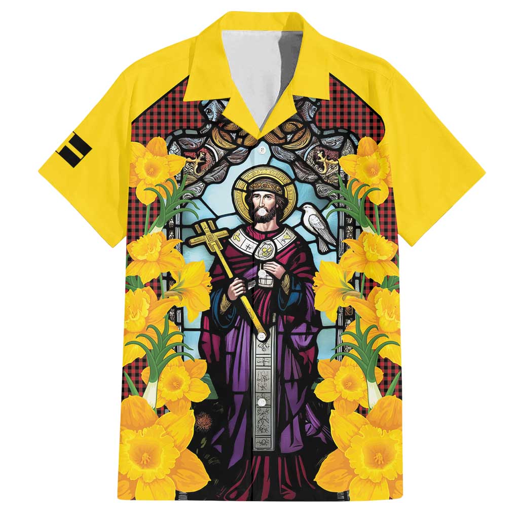 Welsh Dewi Sant Family Matching Off Shoulder Short Dress and Hawaiian Shirt Saint David With Daffodil
