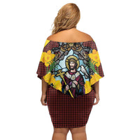 Welsh Dewi Sant Family Matching Off Shoulder Short Dress and Hawaiian Shirt Saint David With Daffodil