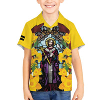 Welsh Dewi Sant Family Matching Off Shoulder Short Dress and Hawaiian Shirt Saint David With Daffodil