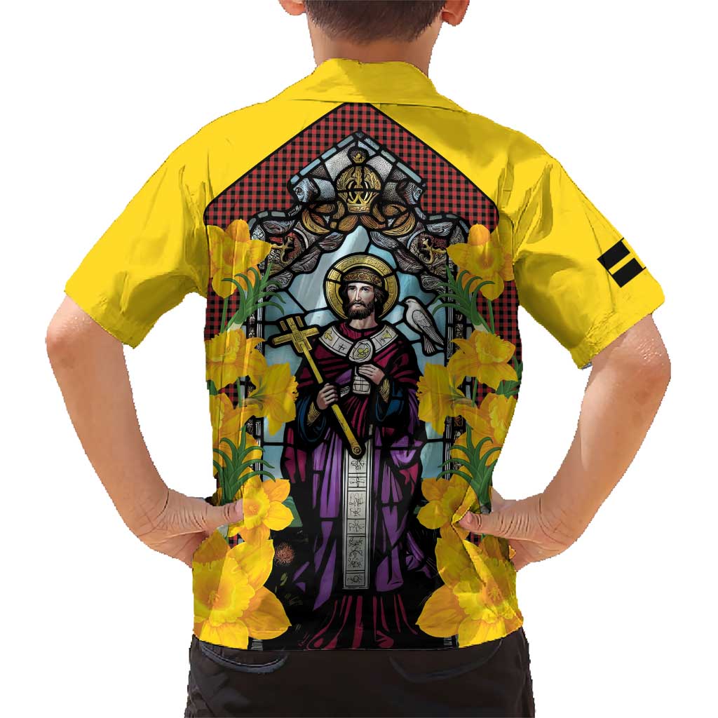 Welsh Dewi Sant Family Matching Short Sleeve Bodycon Dress and Hawaiian Shirt Saint David With Daffodil