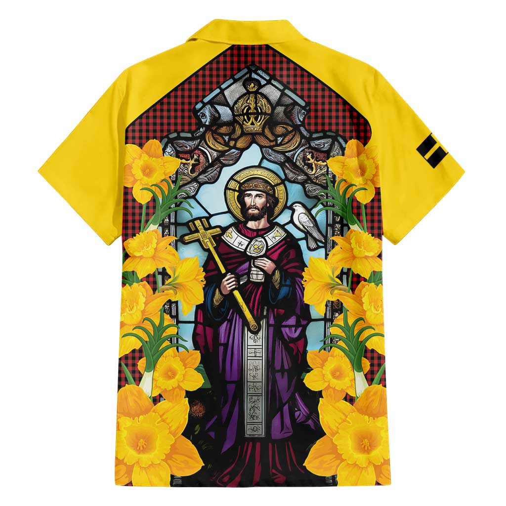 Welsh Dewi Sant Family Matching Short Sleeve Bodycon Dress and Hawaiian Shirt Saint David With Daffodil