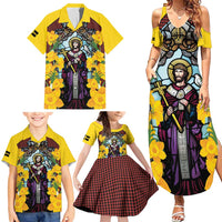 Welsh Dewi Sant Family Matching Summer Maxi Dress and Hawaiian Shirt Saint David With Daffodil