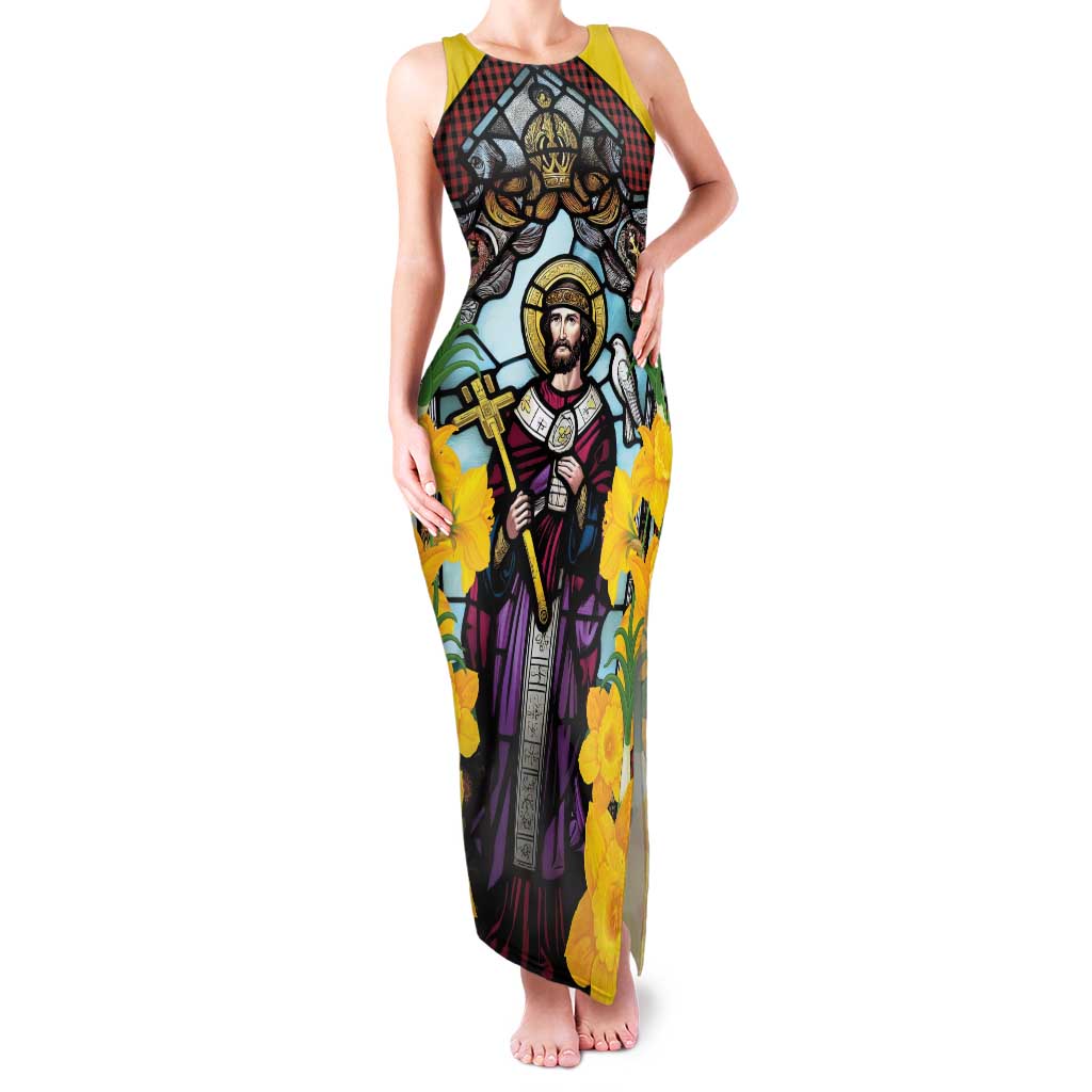 Welsh Dewi Sant Family Matching Tank Maxi Dress and Hawaiian Shirt Saint David With Daffodil