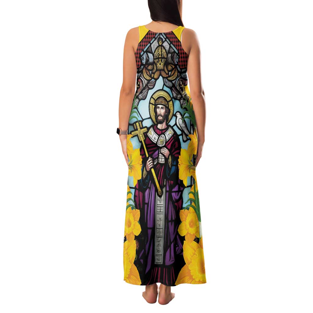 Welsh Dewi Sant Family Matching Tank Maxi Dress and Hawaiian Shirt Saint David With Daffodil