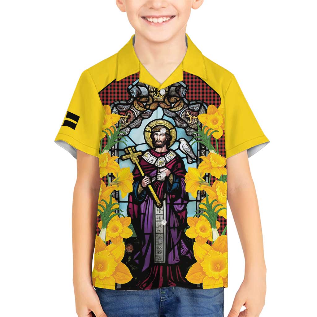 Welsh Dewi Sant Family Matching Tank Maxi Dress and Hawaiian Shirt Saint David With Daffodil