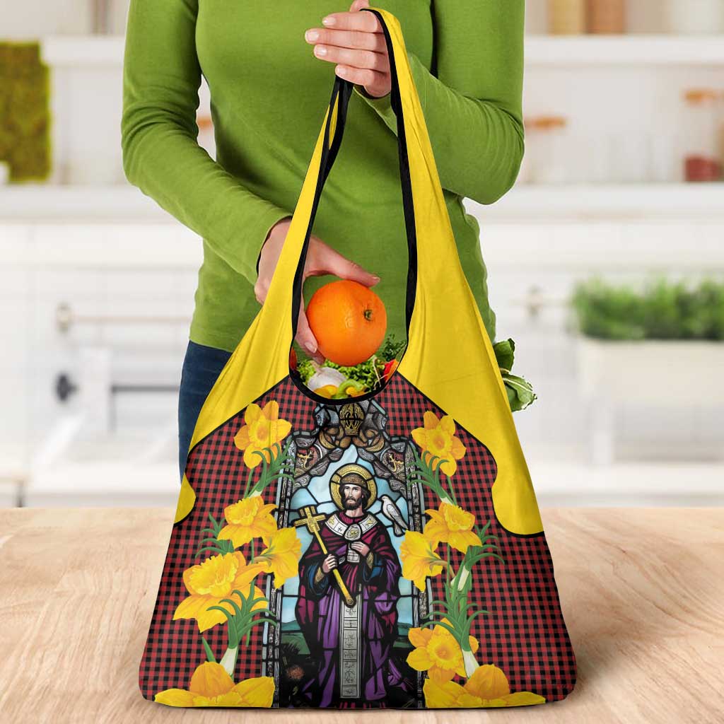 Welsh Dewi Sant Grocery Bag Saint David With Daffodil