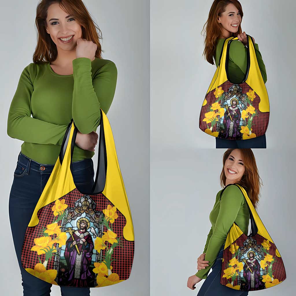 Welsh Dewi Sant Grocery Bag Saint David With Daffodil
