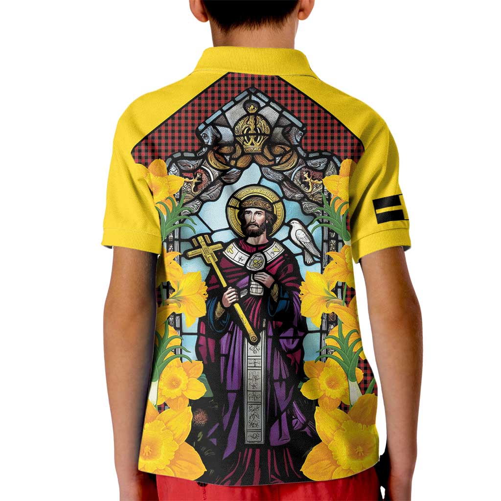 Welsh Dewi Sant Kid Polo Shirt Saint David With Daffodil