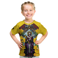Welsh Dewi Sant Kid T Shirt Saint David With Daffodil