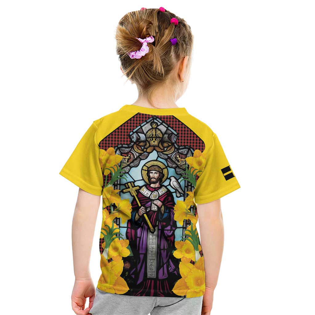 Welsh Dewi Sant Kid T Shirt Saint David With Daffodil
