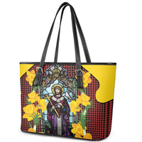 Welsh Dewi Sant Leather Tote Bag Saint David With Daffodil