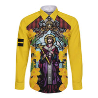 Welsh Dewi Sant Long Sleeve Button Shirt Saint David With Daffodil