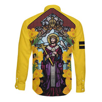 Welsh Dewi Sant Long Sleeve Button Shirt Saint David With Daffodil