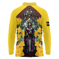 Welsh Dewi Sant Long Sleeve Polo Shirt Saint David With Daffodil