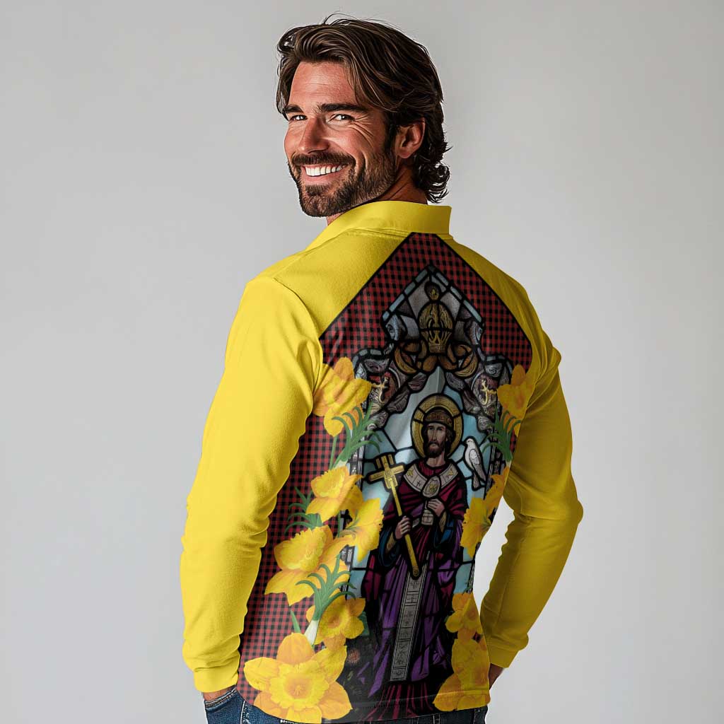 Welsh Dewi Sant Long Sleeve Polo Shirt Saint David With Daffodil