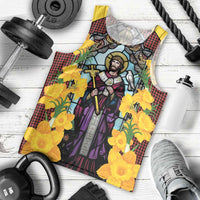 Welsh Dewi Sant Men Tank Top Saint David With Daffodil
