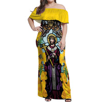 Welsh Dewi Sant Off Shoulder Maxi Dress Saint David With Daffodil