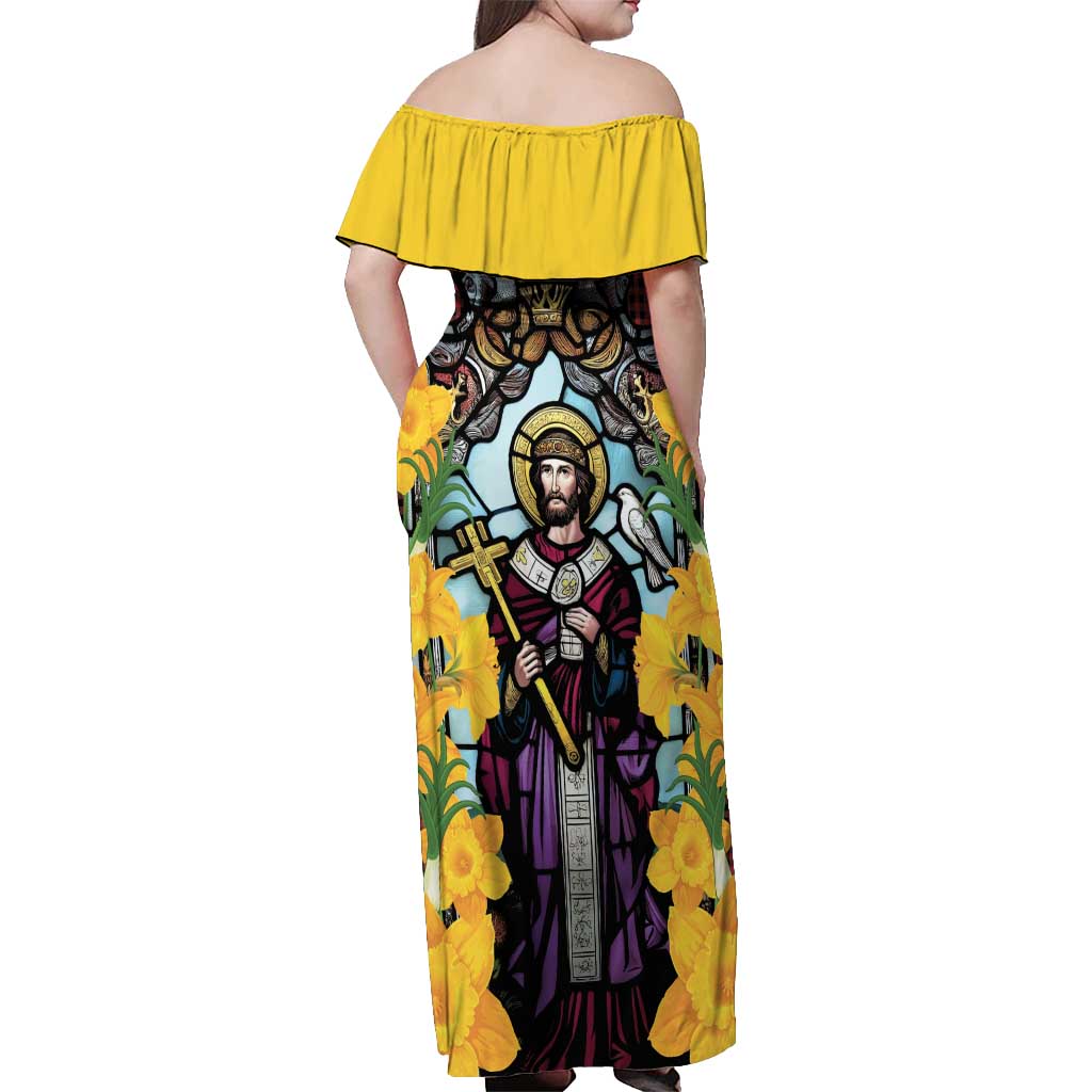 Welsh Dewi Sant Off Shoulder Maxi Dress Saint David With Daffodil