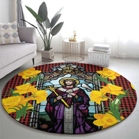 Welsh Dewi Sant Round Carpet Saint David With Daffodil