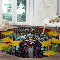 Welsh Dewi Sant Round Carpet Saint David With Daffodil