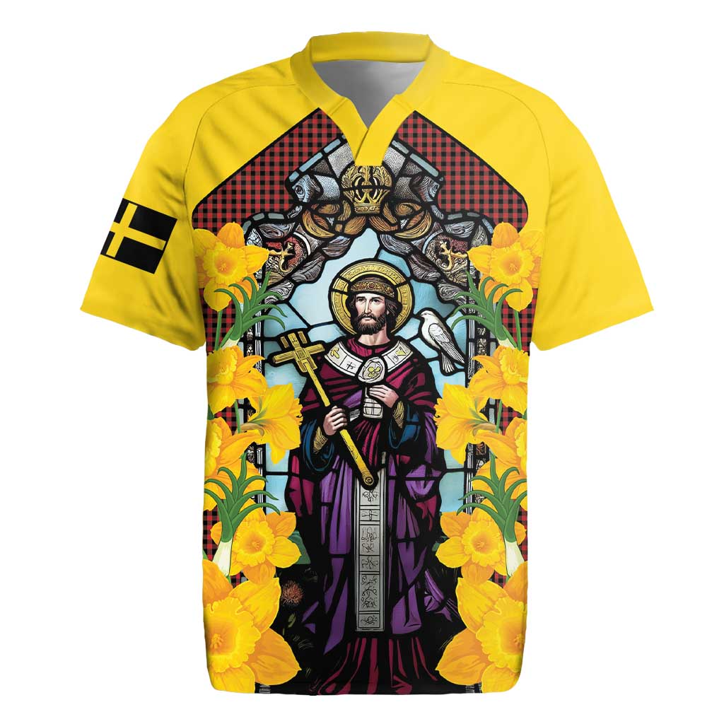 Welsh Dewi Sant Rugby Jersey Saint David With Daffodil