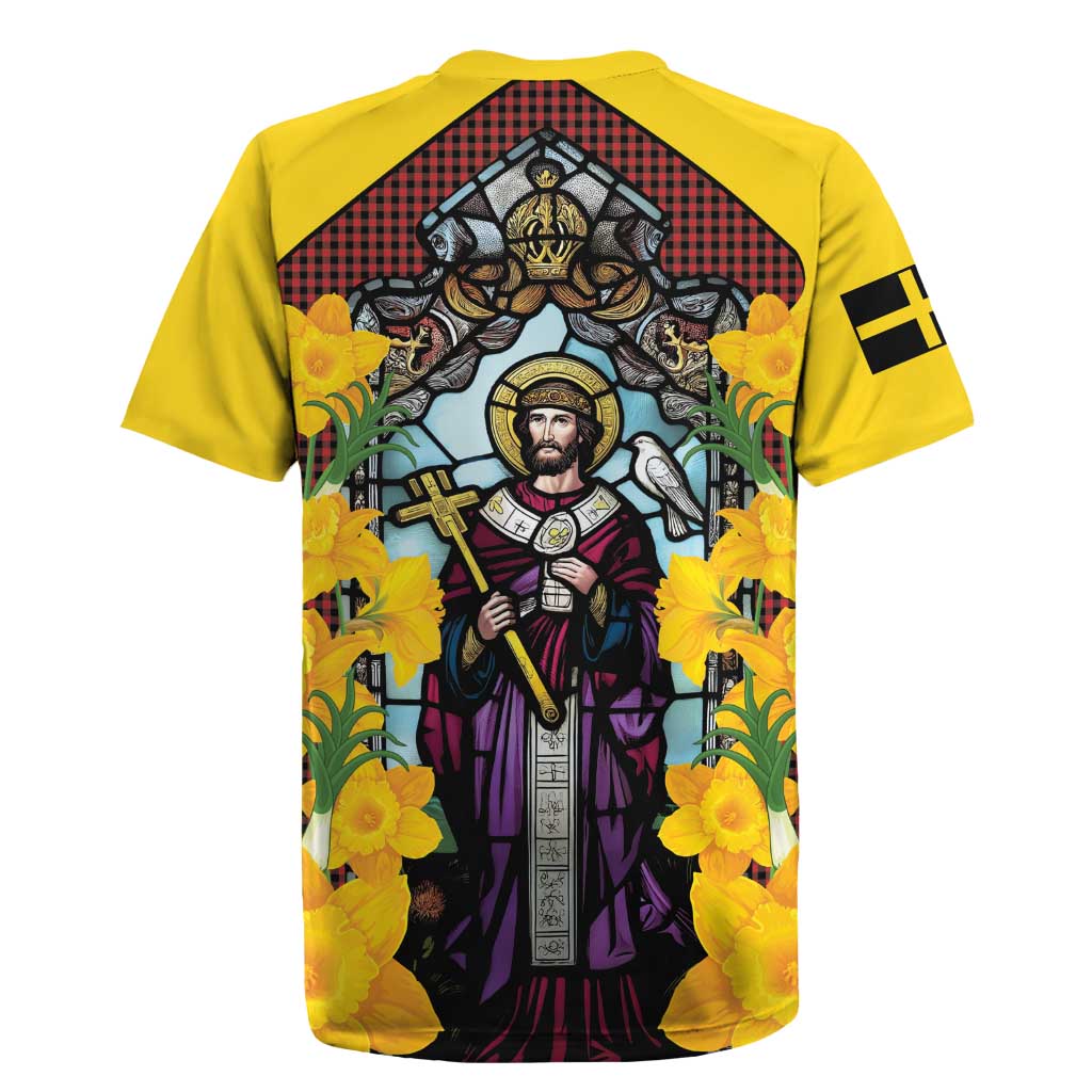 Welsh Dewi Sant Rugby Jersey Saint David With Daffodil