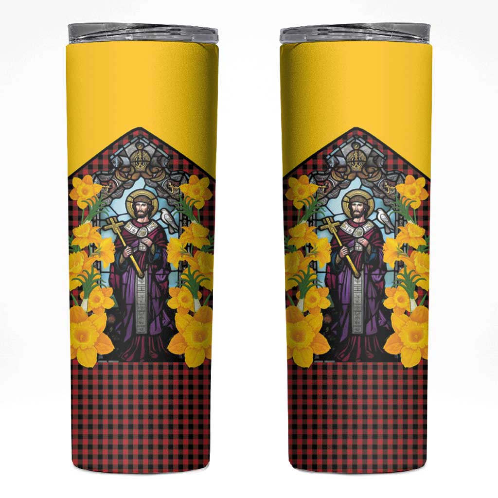 Welsh Dewi Sant Skinny Tumbler Saint David With Daffodil