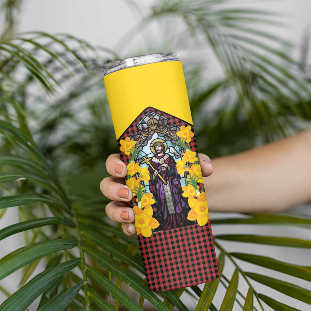 Welsh Dewi Sant Skinny Tumbler Saint David With Daffodil