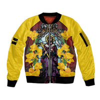 Welsh Dewi Sant Sleeve Zip Bomber Jacket Saint David With Daffodil