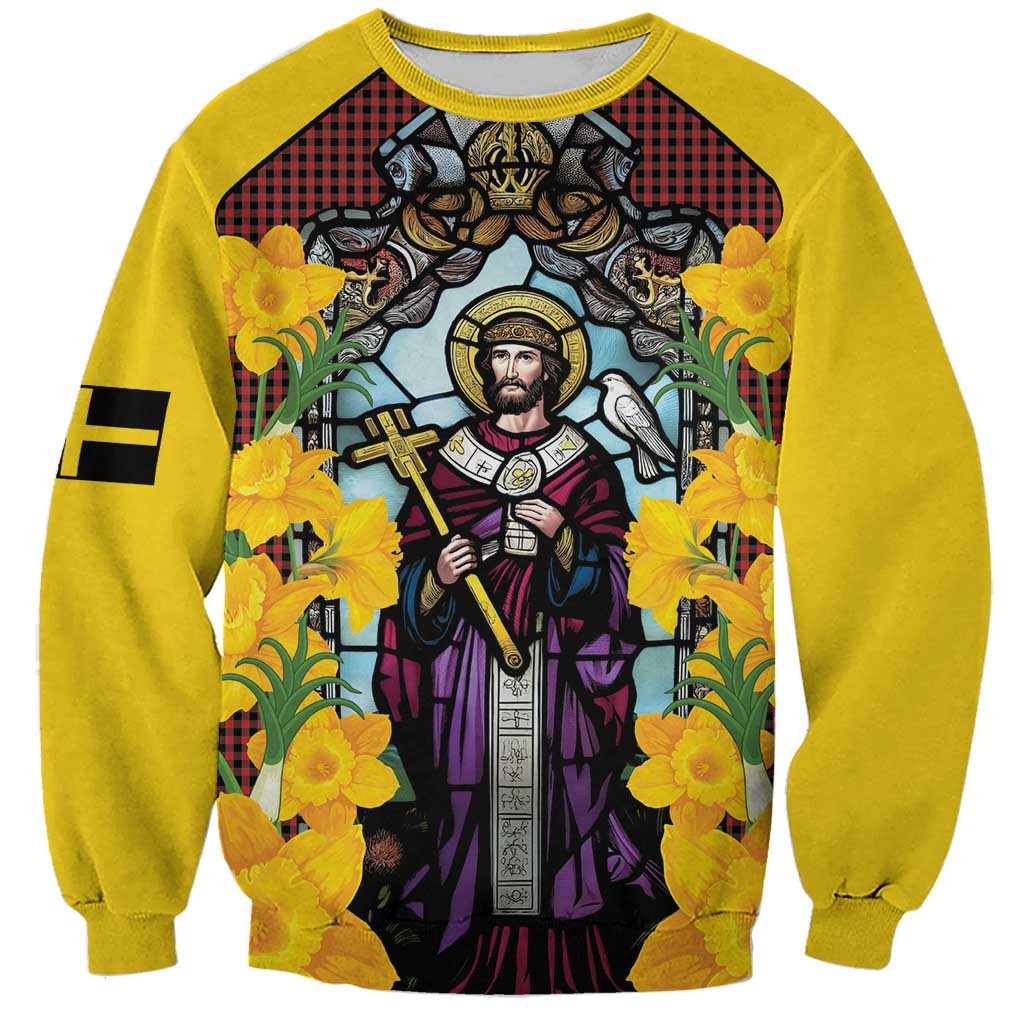 Welsh Dewi Sant Sweatshirt Saint David With Daffodil
