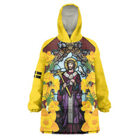Welsh Dewi Sant Wearable Blanket Hoodie Saint David With Daffodil