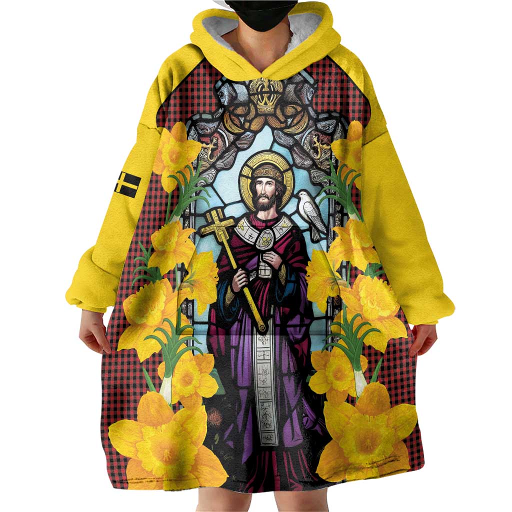Welsh Dewi Sant Wearable Blanket Hoodie Saint David With Daffodil