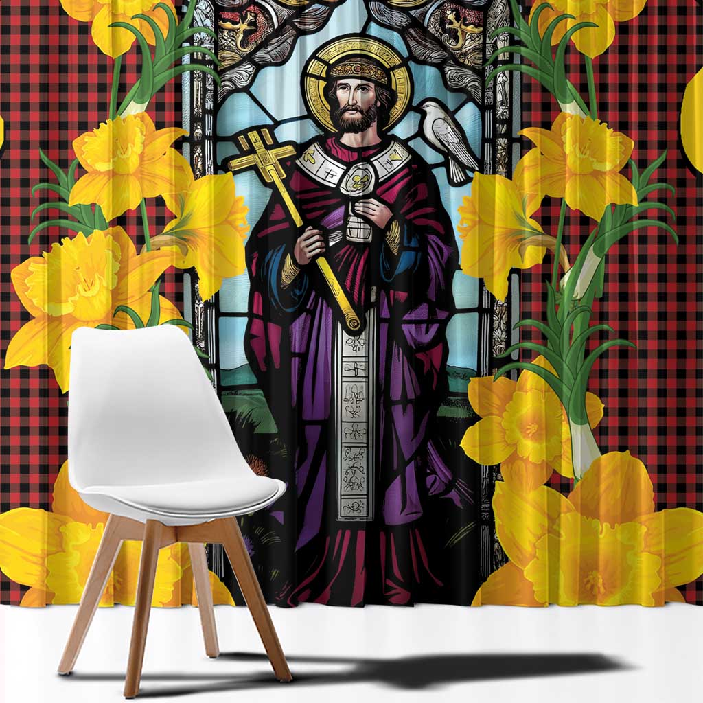Welsh Dewi Sant Window Curtain Saint David With Daffodil