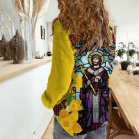 Welsh Dewi Sant Women Casual Shirt Saint David With Daffodil