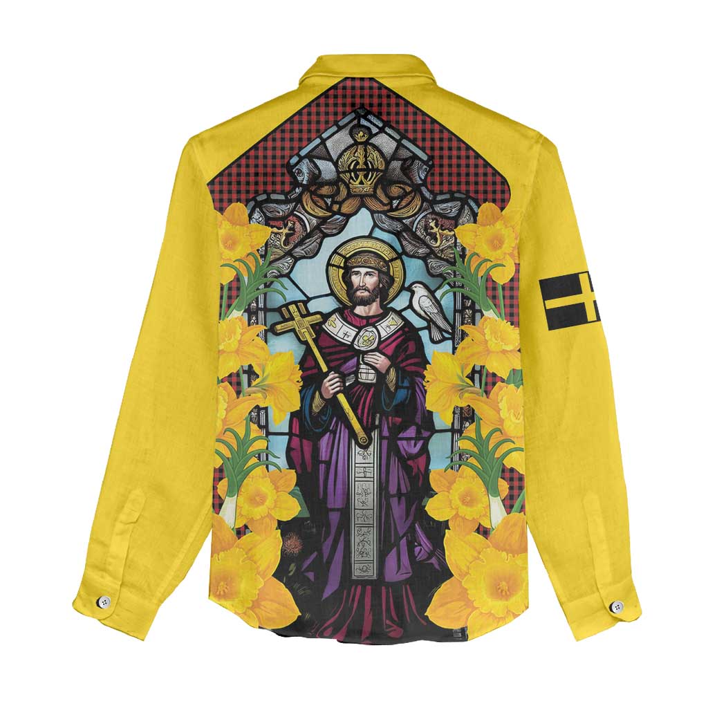 Welsh Dewi Sant Women Casual Shirt Saint David With Daffodil