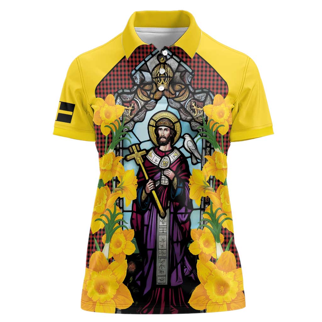 Welsh Dewi Sant Women Polo Shirt Saint David With Daffodil