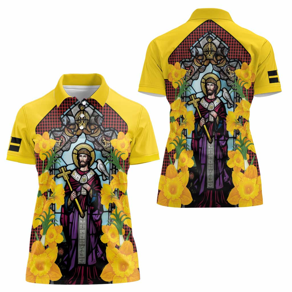 Welsh Dewi Sant Women Polo Shirt Saint David With Daffodil